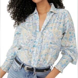 Free People Wild Gardenia Cotton Ruffle Blouse – Size Small